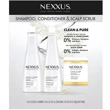 Nexxus Clean and Pure Shampoo, Conditioner and Scrub (3 pk.) - Sam's Club