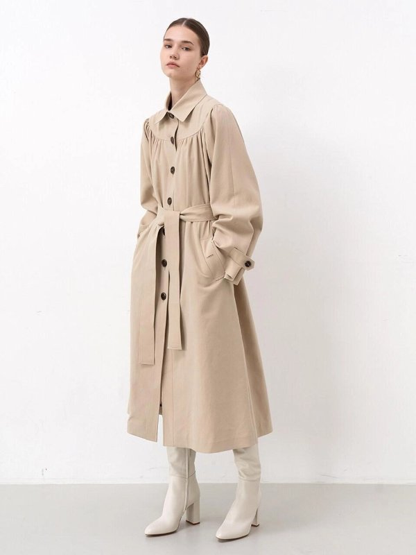 (Priority Shipping) BELTED TRENCH COAT(BEIGE)