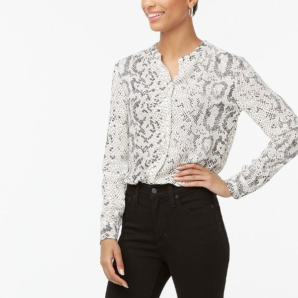 Snakeskin button-up top