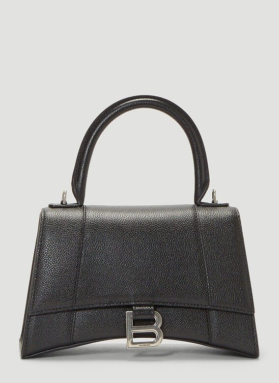 Hourglass Top Handle Small Bag in Black