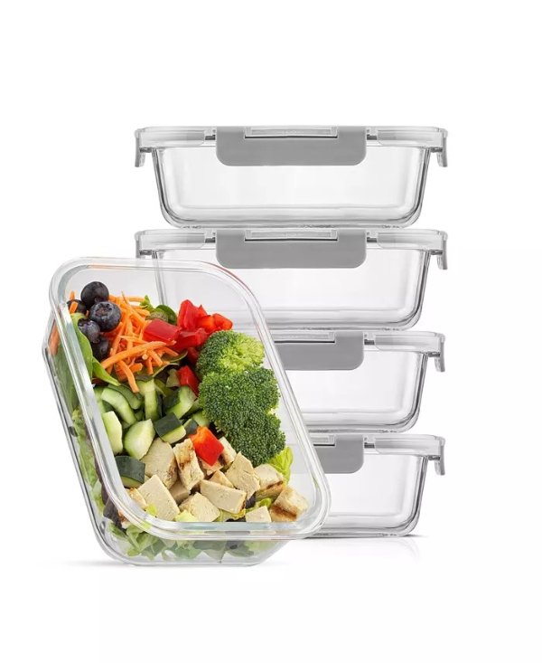 Glass Meal Prep Containers, Set of 5