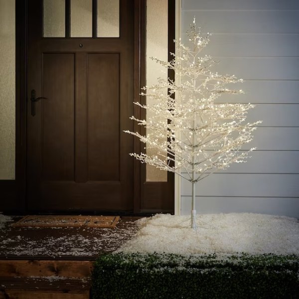 Color Choice 5-ft Winterberry Pre-lit White Artificial Christmas Tree with LED Lights
