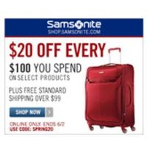  Every $100 You Spend on Select Products @ Samsonite