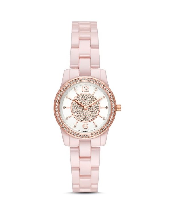 Petite Runway Embellished Pink Watch, 28mm