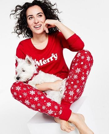 Matching Women's Merry Snowflake Mix It Family Pajama Set, Created for Macy's