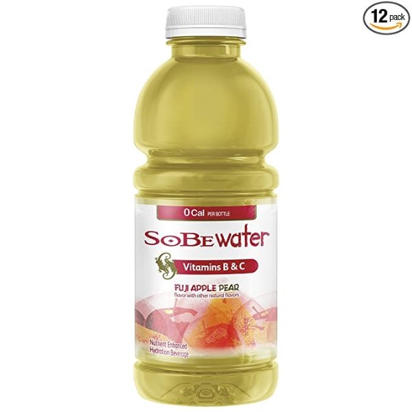 Water, Vitamin Enhanced, 0 Calories, Fuji Apple Pear, 20 Ounce, (Pack of 12)