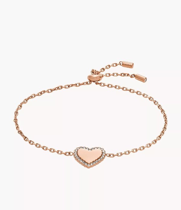 Elliott Rose Gold-Tone Stainless Steel Heart Chain Bracelet