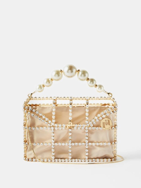 Holli crystal-embellished satin handbag | Rosantica