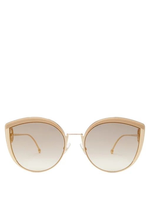 F is Fendi oversized cat-eye metal sunglasses | Fendi | MATCHESFASHION US