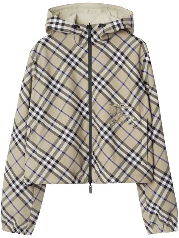 reversible cropped check jacket