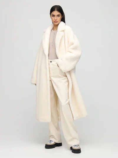 “MARIA”长款人造毛绒大衣