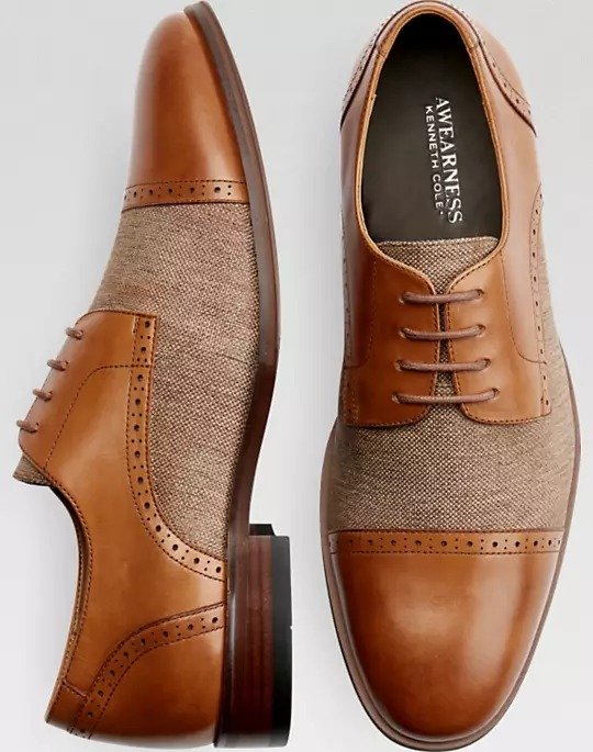 Awearness Kenneth Cole Idris Cognac Cap-Toe Derbys - Men's Shoes | Men's Wearhouse