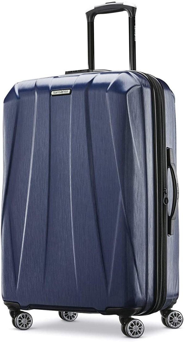 Centric 2 Hardside Expandable Luggage with Spinner Wheels, True Navy, Checked-Medium 24-Inch