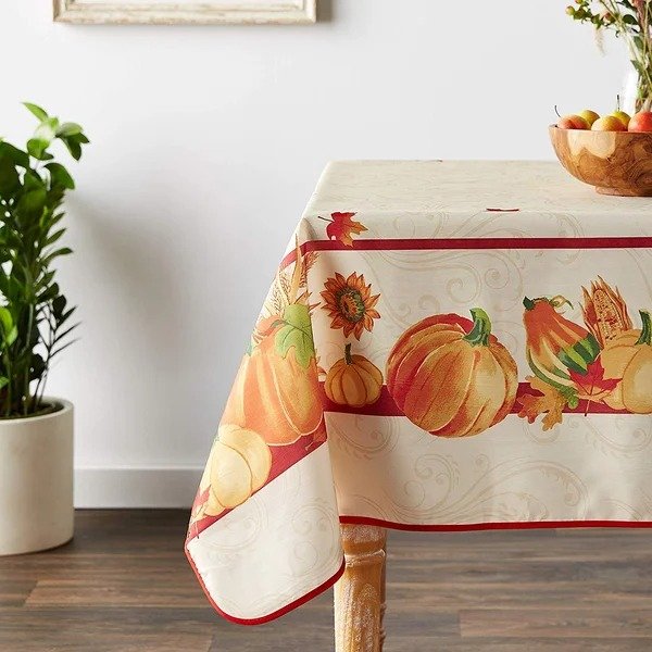 Autumn Leaves with Pumpkins Tablecloth