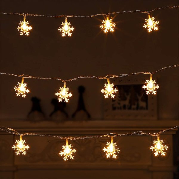 100 LED Christmas Snowflake String Lights