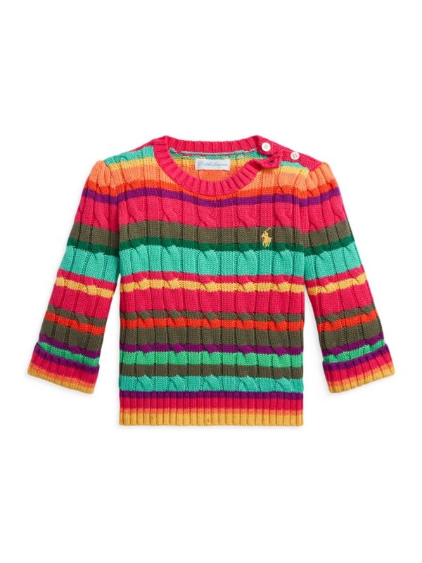 Baby Girl's Striped Cable-Knit Sweater