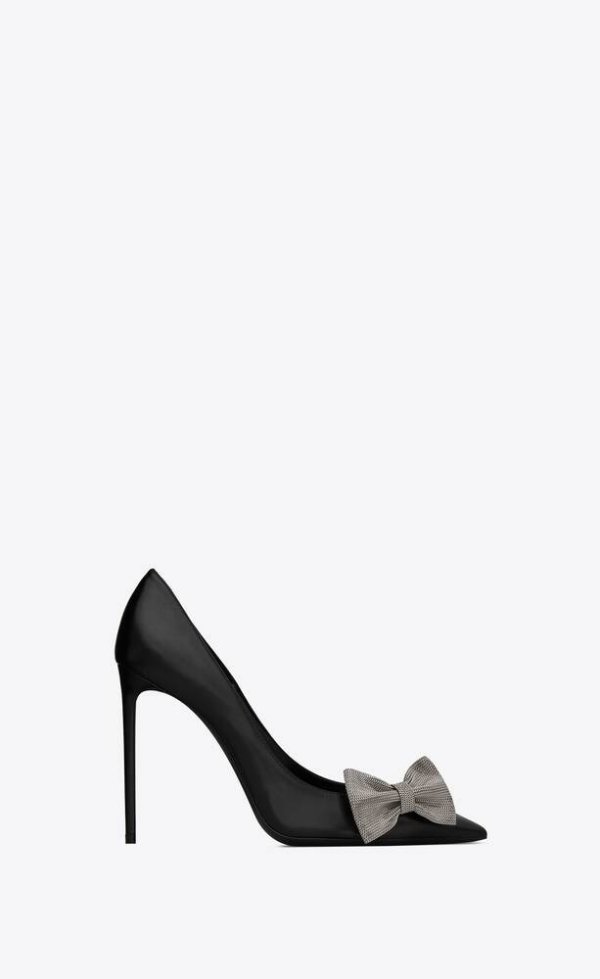ZOE PUMPS IN SMOOTH LEATHER WITH CHAIN BOW
