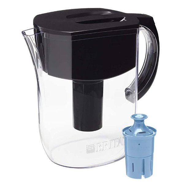 Longlast Everyday Water Filter Pitcher, Large 10 Cup 1 Count, Black