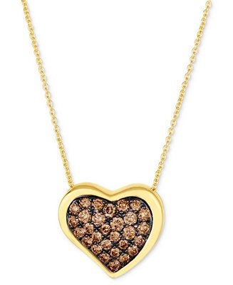 GODIVA x Le Vian® Chocolate Ganache Heart Pendant Necklace Featuring Chocolate Diamond (5/8 ct. t.w.) in 14k Gold