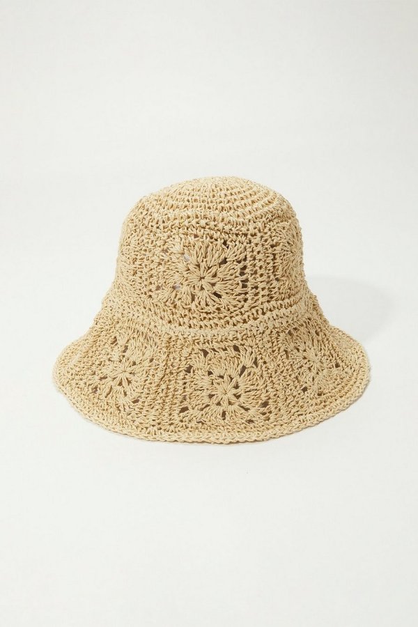 summer straw crochet bucket hat