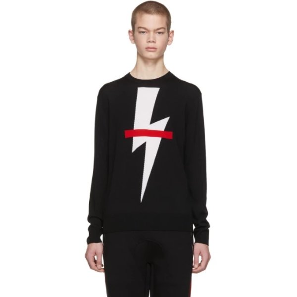- Black Crossed Out Thunderbolt Sweater