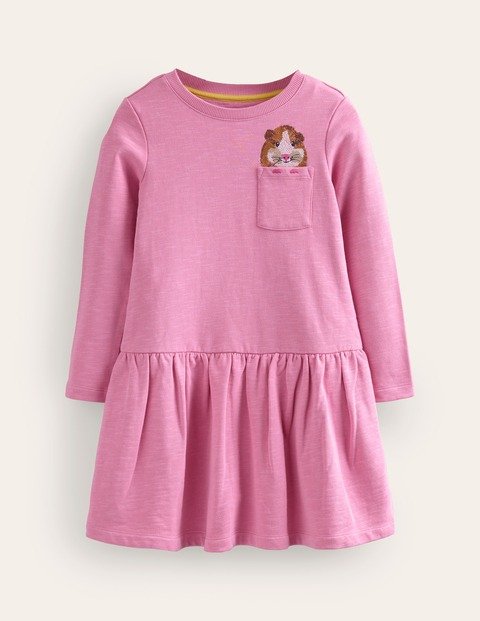 Embroidered Sweat DressCosmos Pink Guinea Pig
