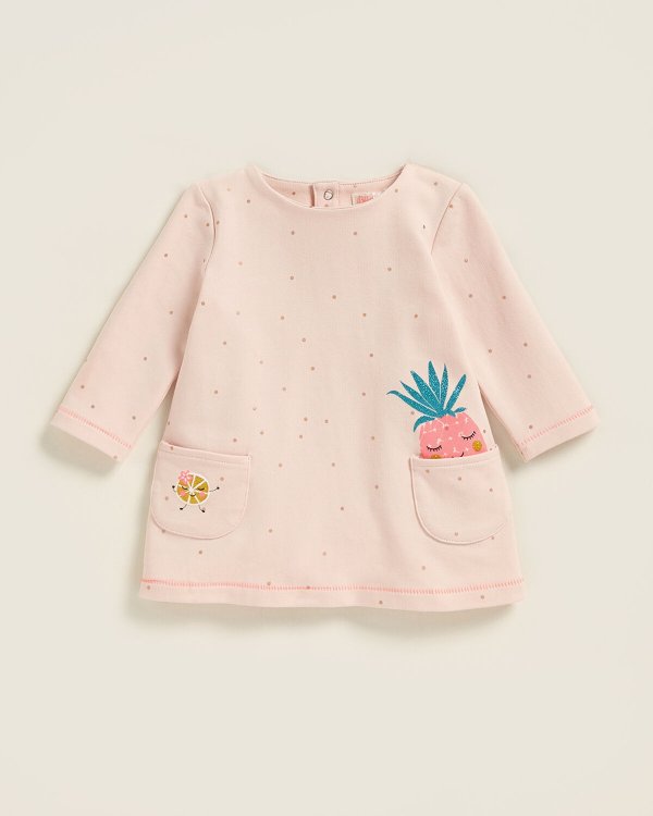 (Newborn/Infant Girls) Polka Dot Patch Pocket Play Dress