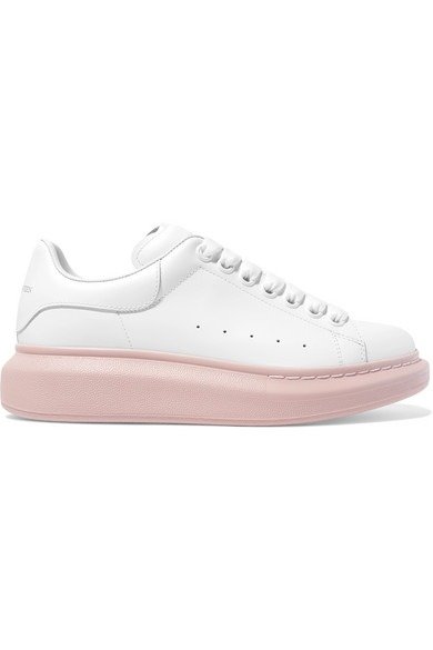 Leather exaggerated-sole sneakers