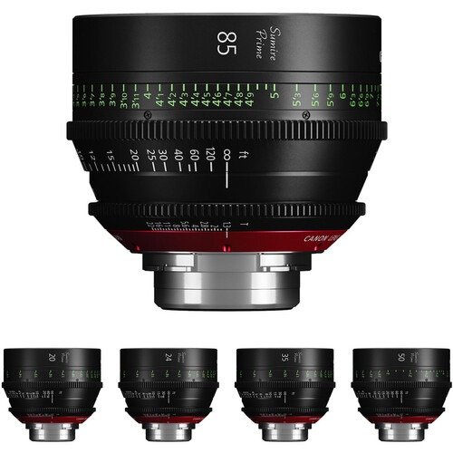 CN-E Sumire Prime 5-Lens Kit (20, 24, 35, 50, 85mm, PL Mount, Feet)