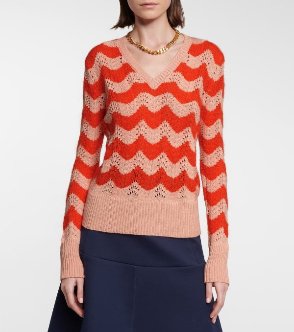 V-neck mohair-blend sweater