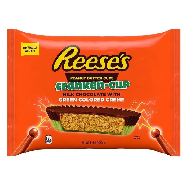 Franken-Cup, Candy, Halloween, Small Bag Milk Chocolate Peanut Butter with Green Creme