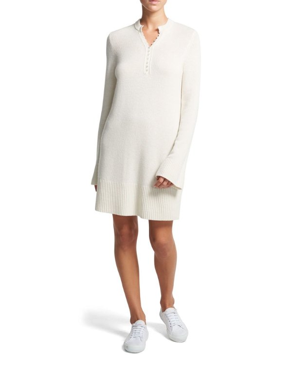 Cashmere Henley Sweater Dress