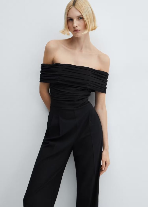 Off-the-shoulder jumpsuit with gathered detail