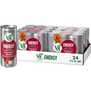 V8 +ENERGY Strawberry Banana Energy Drink, 8 fl oz Can (4 Packs of 6 Cans)