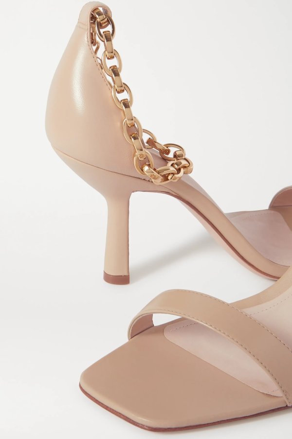 Chain-embellished leather sandals