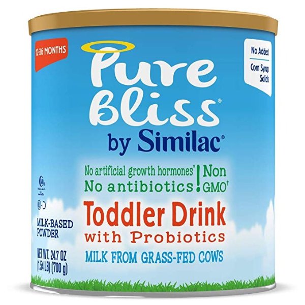 Pure Bliss by Similac Toddler Drink with Probiotics, Non-GMO Toddler Formula, 24.7 Oz, 6Count