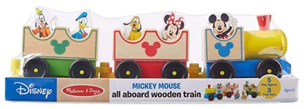 Disney Baby Mickey Mouse and Friends All Aboard Wooden Train Toy With 3 Train Cars and 5 Characters