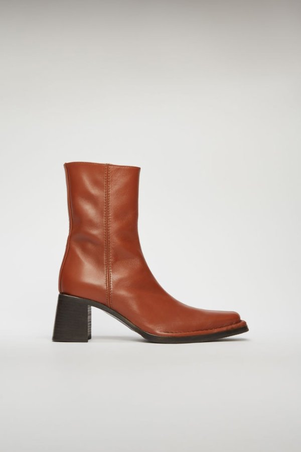 Leather mid-calf boots Brown/brown