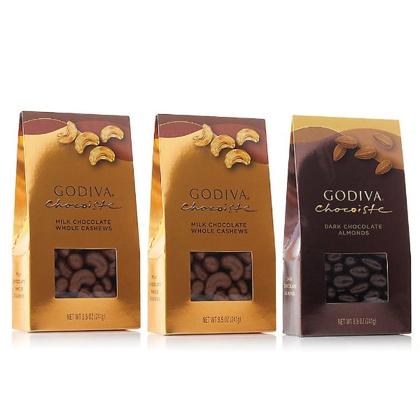Milk and Dark Chocolate Covered Nuts, Set Of 3 | GODIVA