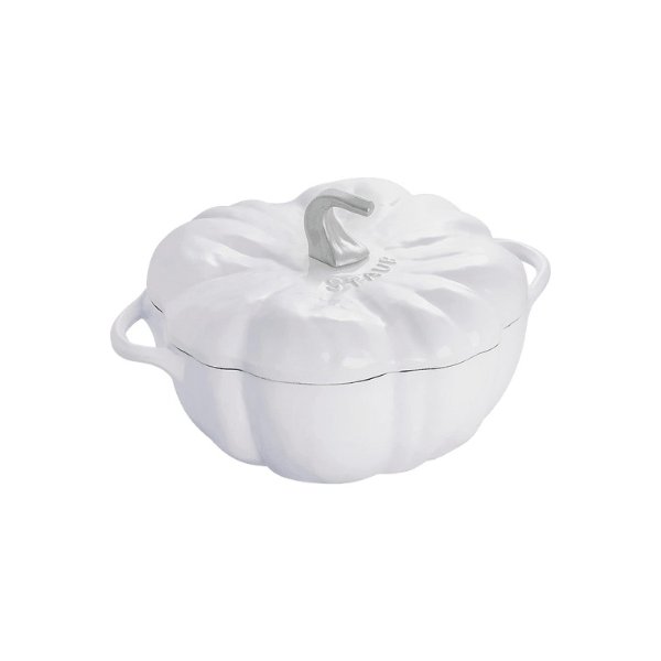 Cast Iron Pumpkin Cocotte with Stainless Steel Knob Burnt White3.5 Qt