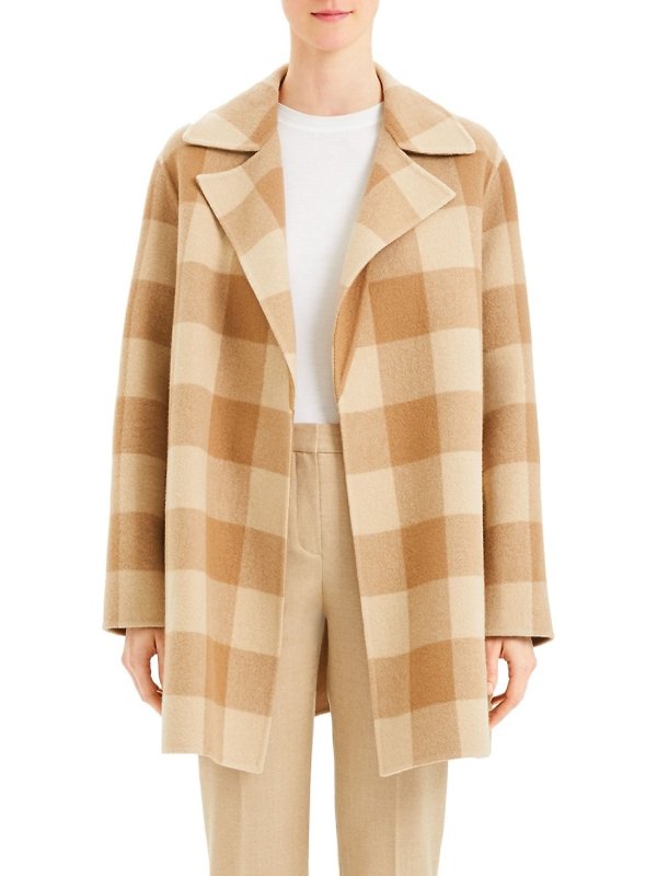 Double-Faced Check Overlay Coat