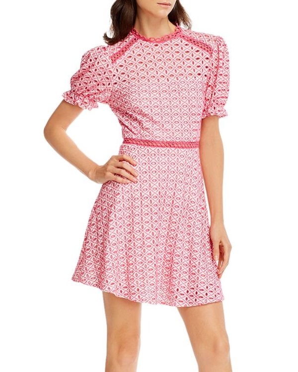 Puff-Sleeve Eyelet Dress - 100% Exclusive