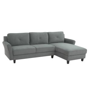 Lifestyle Solutions Taryn 3 Seat Sectional Sofa Upholstered Microfiber Fabric Rolled Arms