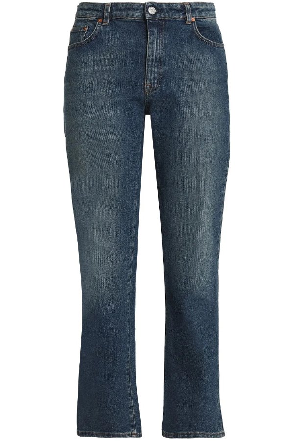 Faded mid-rise slim-leg jeans