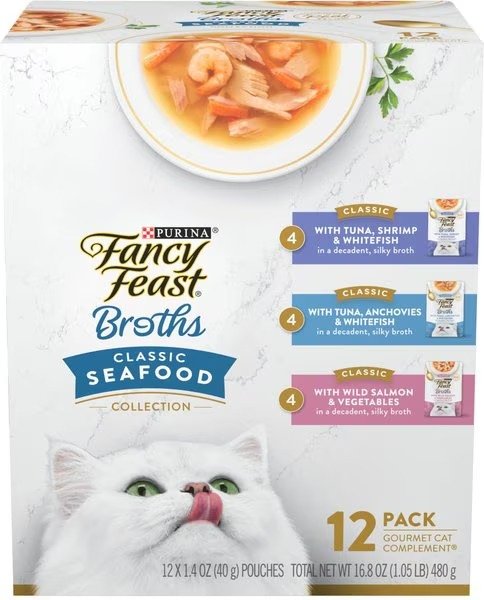 Fancy Feast Classic Collection Broths Variety Pack Complement Wet Cat Food