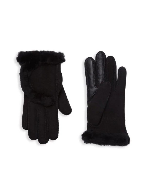 Shearling Lined, Suede & Leather Gloves