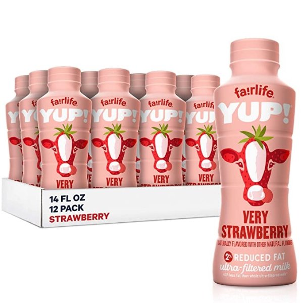 YUP! Low Fat, Ultra-Filtered Milk, Very Strawberry Flavor, All Natural Flavors (Packaging May Vary), 14 fl oz, 12 count