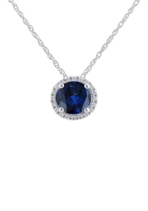 2.5 ct. t.w. Lab Created Sapphire and Lab Created White Sapphire Pendant Necklace in Sterling Silver