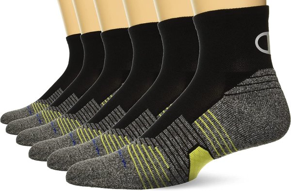 Men's Socks, Performance Sport Running Socks, Crew, Ankle, and No Show, 6-Pack