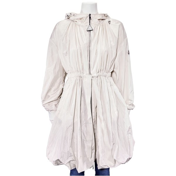 Ladies White Lightweight Long Hooded Parka